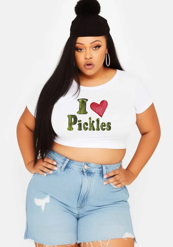 Curvy I Love Pickles Y2K Baby Tee Cherrykitten