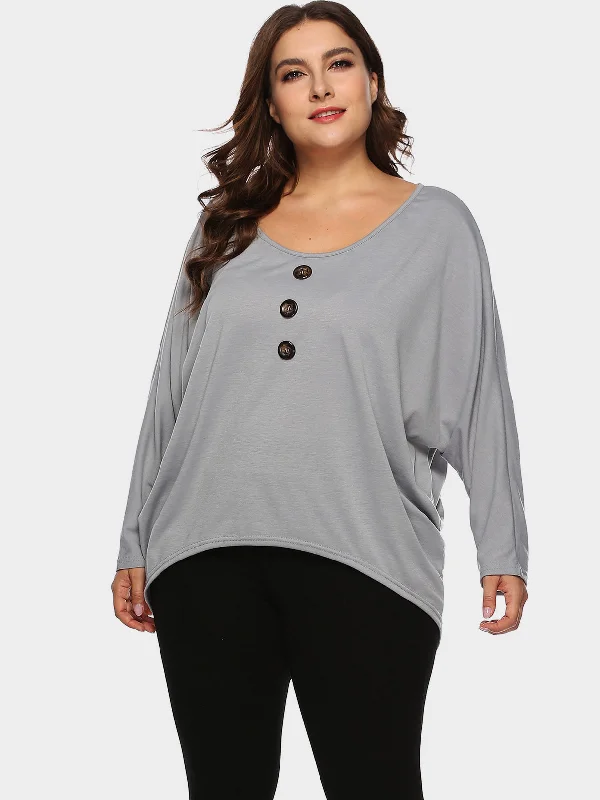 OEM ODM Round Neck Plain Long Sleeve Plus Size Tops