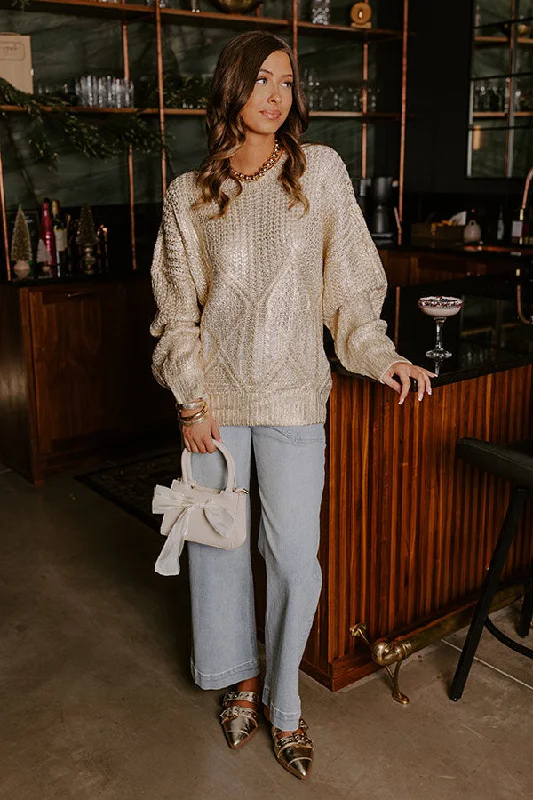 Holiday Glow Cable Knit Metallic Sweater