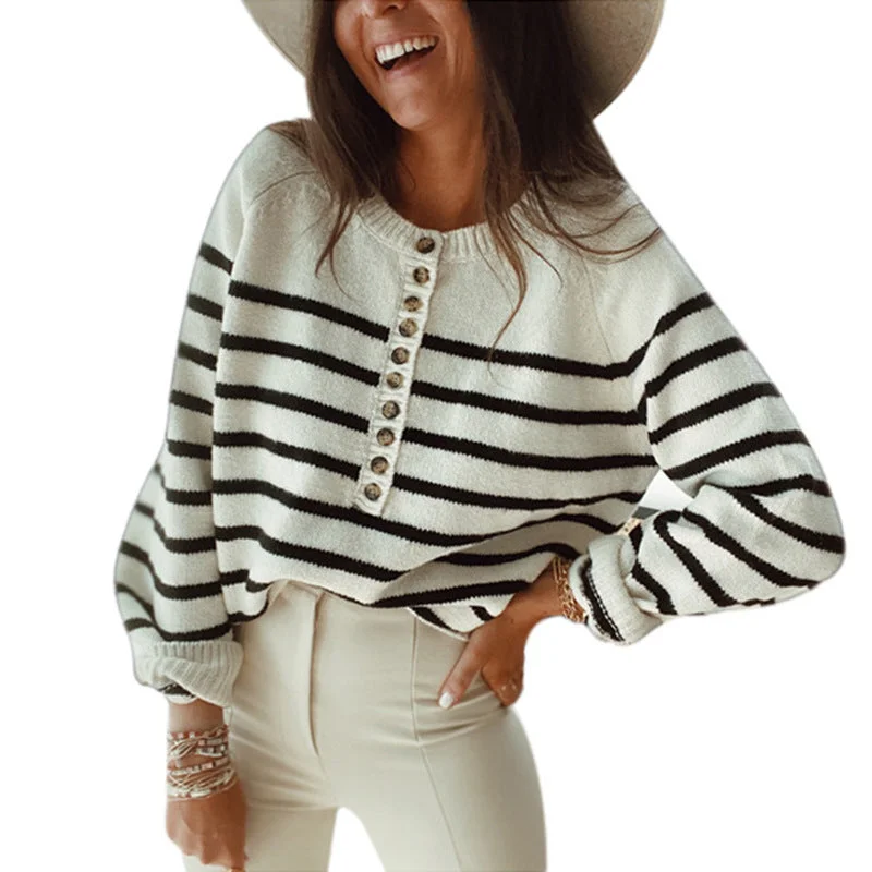 Knitwear Striped Pullover Top Fashion Cardigan Wholesale Womens Tops