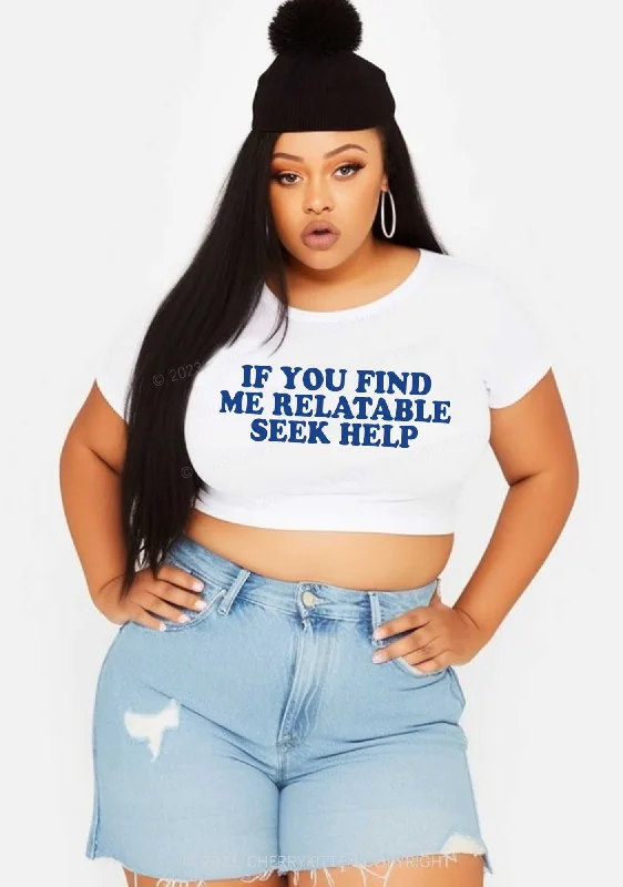 Curvy Relatable Seek Help Y2K Baby Tee Cherrykitten