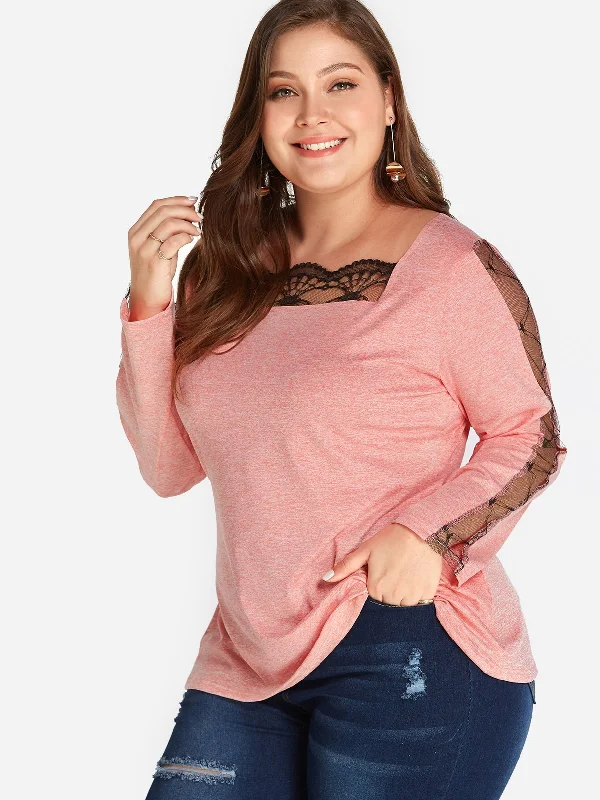 OEM ODM Square Neck Plain Long Sleeve Plus Size Tops