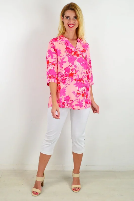 Pop Of Colour Floral Tunic Top