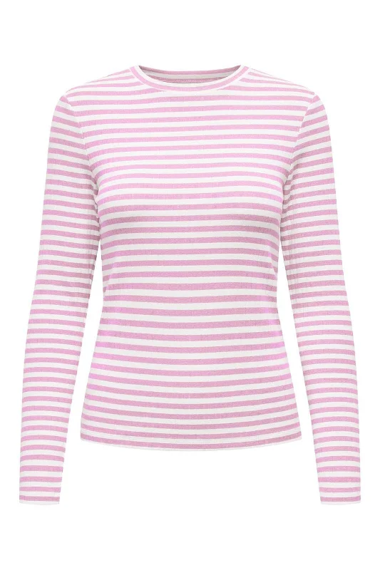 Only - Onlaida L/S Striped Top 15342088 - 4761203 - Pink Lady White