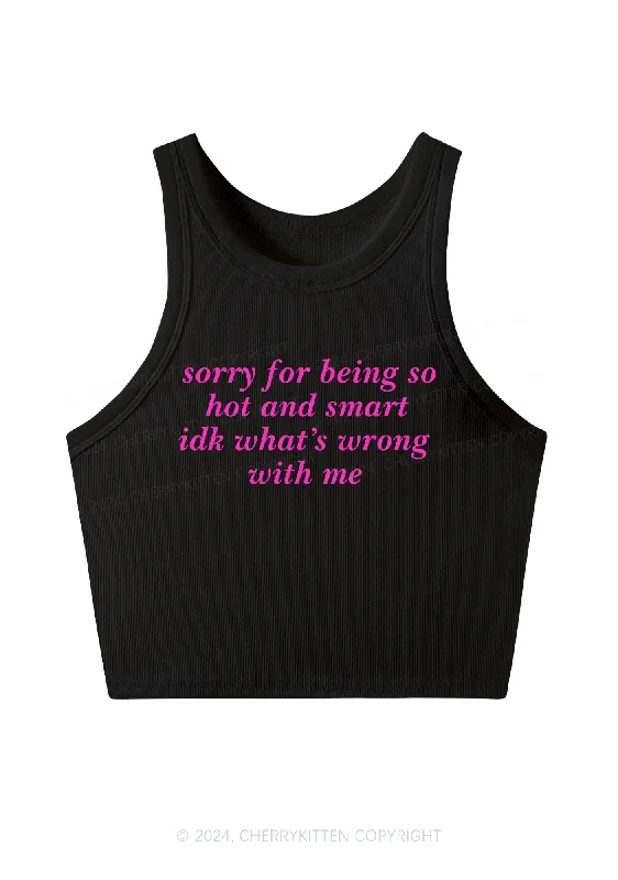 Sorry For Being So Smart Y2K Crop Tank Top Cherrykitten