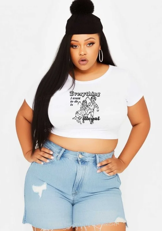 Curvy Everything Is Illegal Y2K Baby Tee Cherrykitten