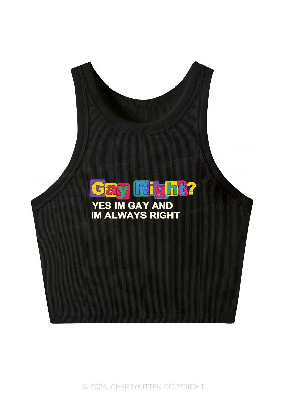 Gay Always Right Y2K Crop Tank Top Cherrykitten