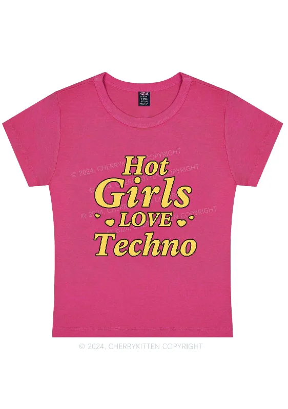 Hot Girls Love Techno Y2K Baby Tee Cherrykitten