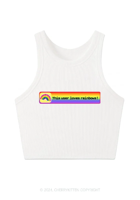 This User Loves Rainbows Y2K Crop Tank Top Cherrykitten