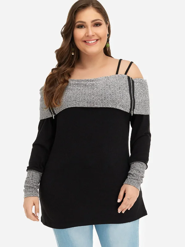 OEM ODM Off The Shoulder Plain Long Sleeve Oversized Tops