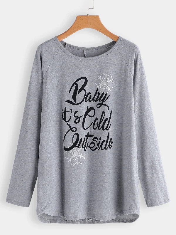 OEM ODM Round Neck Letter Long Sleeve Plus Size Tops