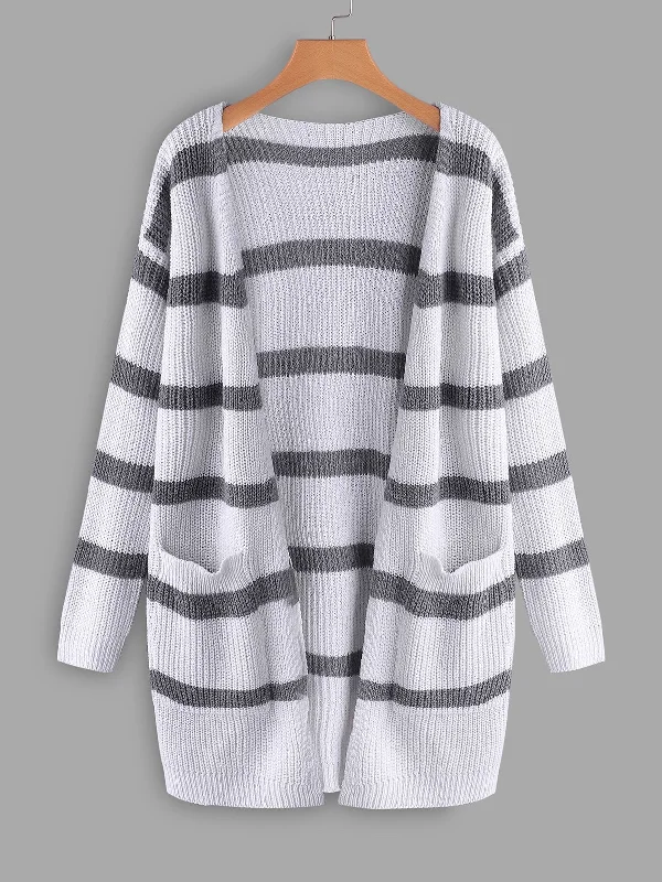 OEM ODM Stripe Long Sleeve White Plus Size Tops