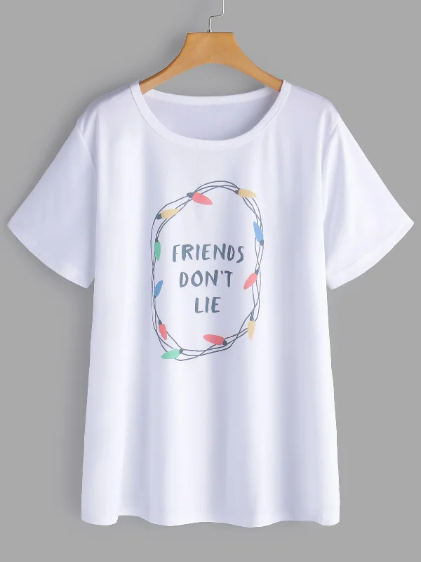 OEM ODM Round Neck Letter White Oversized Tops With Short Sleeve