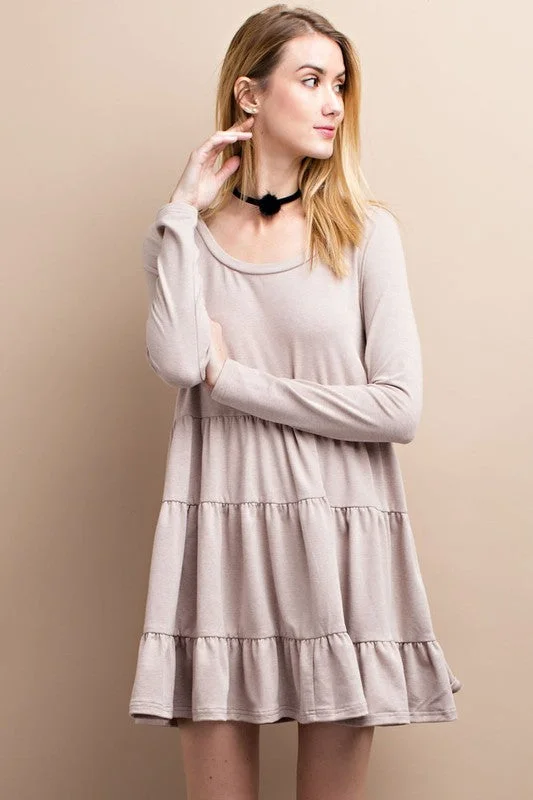 Comfy Long Sleeve Ruffle Dress