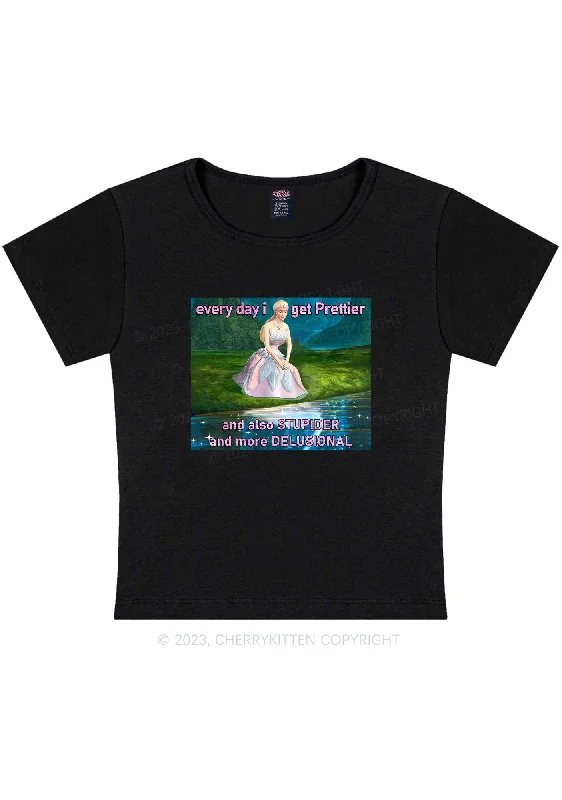 Prettier Stupider Delusional Y2K Baby Tee Cherrykitten