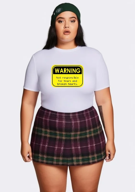 Curvy Warning Sign Y2K Baby Tee Cherrykitten