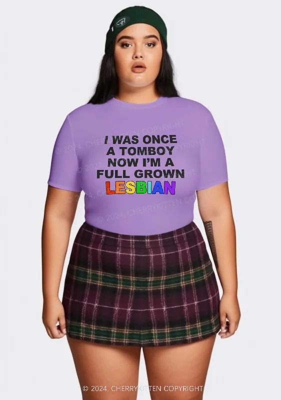 Curvy A Full Grown Lesbian Y2K Baby Tee Cherrykitten