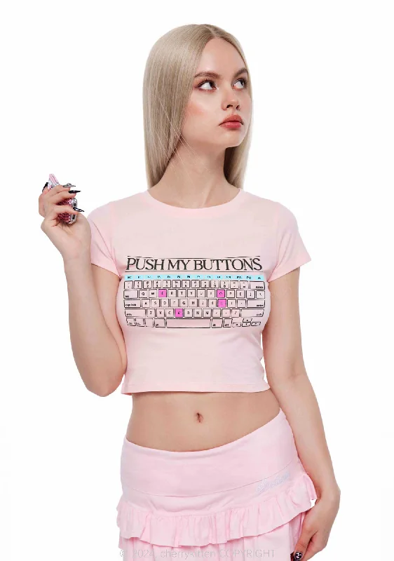 Push My Buttons Y2K Baby Tee Cherrykitten