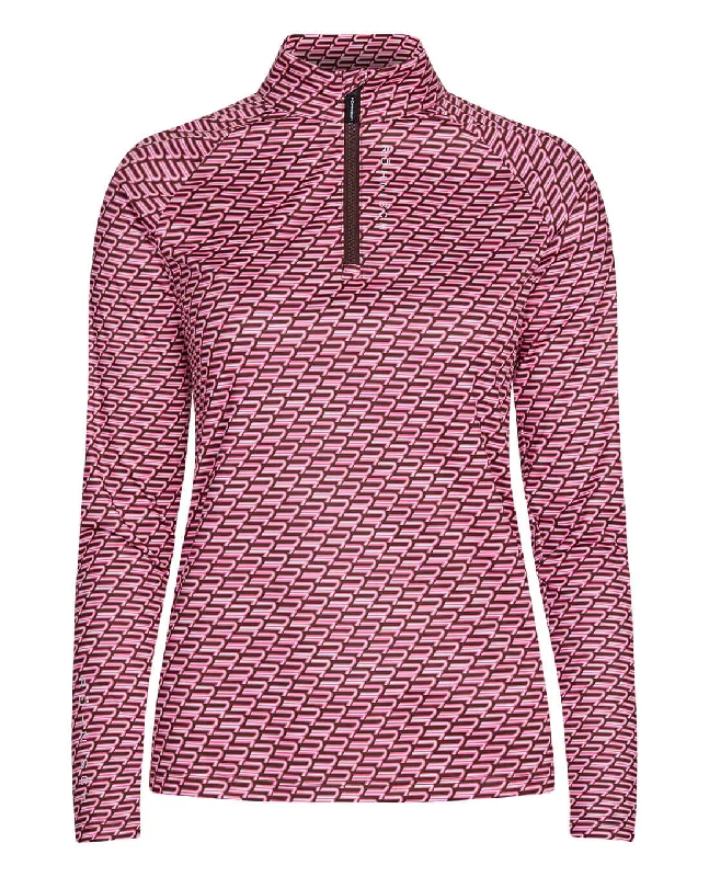 ROHNISCH Addy UV Printed Long Sleeve Base Layer Carmine Rose Retro R Mono