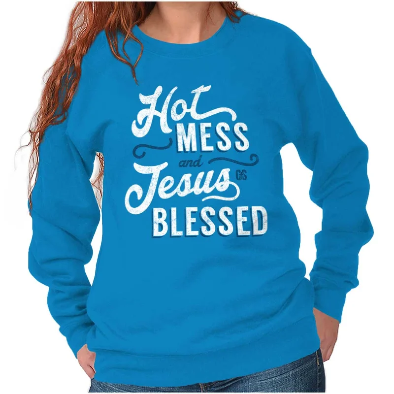 Hot Mess Blessed Crewneck Sweatshirt