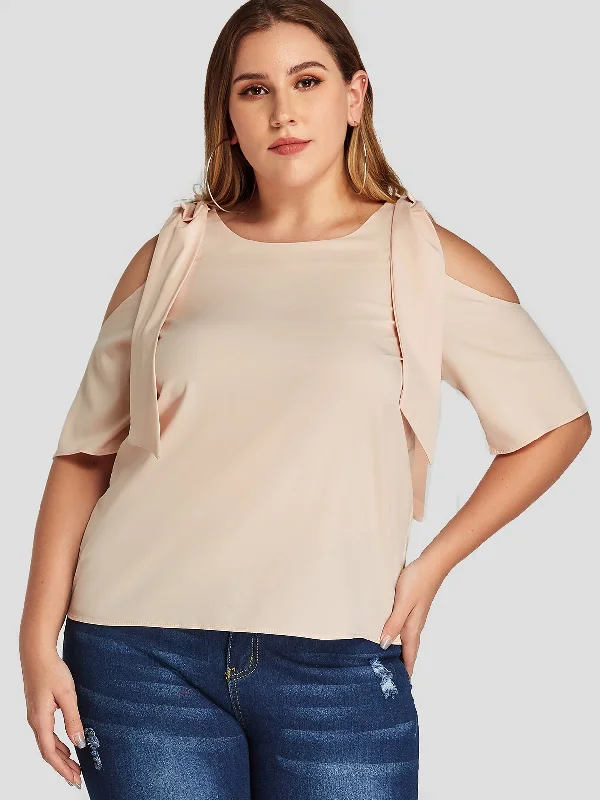 OEM ODM Round Neck Short Sleeve Nude Plus Size Tops