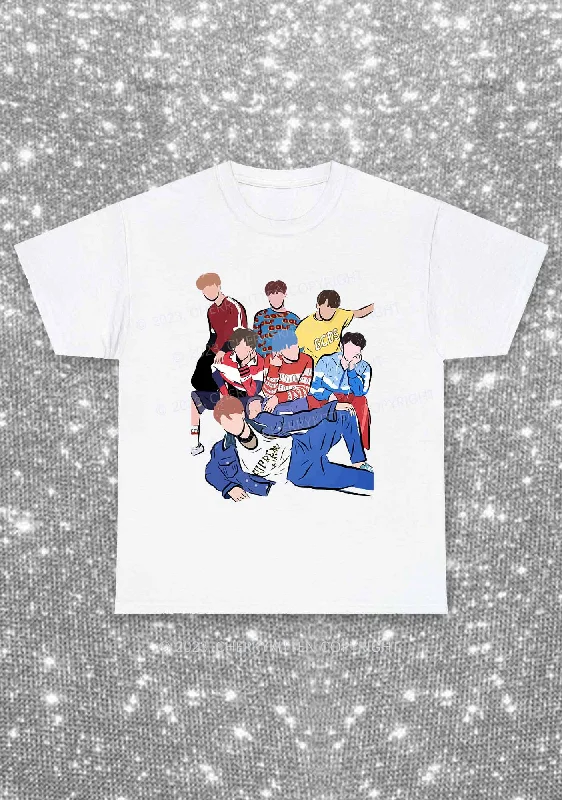 Bangtan Group Kpop Y2K Chunky Shirt Cherrykitten