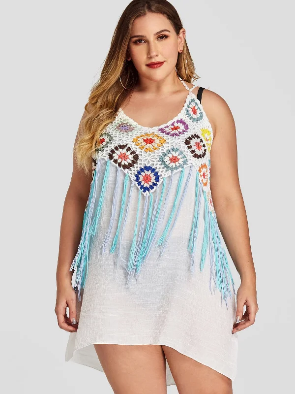 OEM ODM Tassel Sleeveless White Plus Size Tops