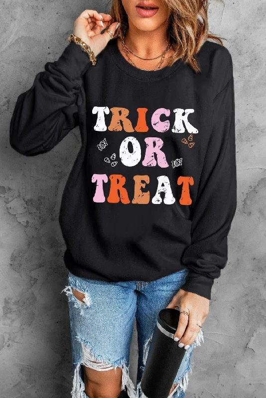 Trick or Treat Women's Graphic Long Sleeve Sweatshirt