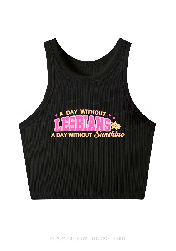 A Day Without Lesbians Y2K Crop Tank Top Cherrykitten