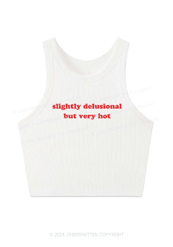 Slightly Delusional But Very Hot Y2K Crop Tank Top Cherrykitten