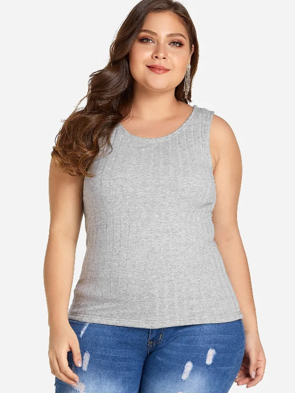 OEM ODM Round Neck Plain Sleeveless Plus Size Tops