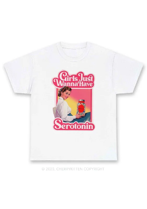 Girls Just Wanna Have Serotonin Y2K Chunky Shirt Cherrykitten