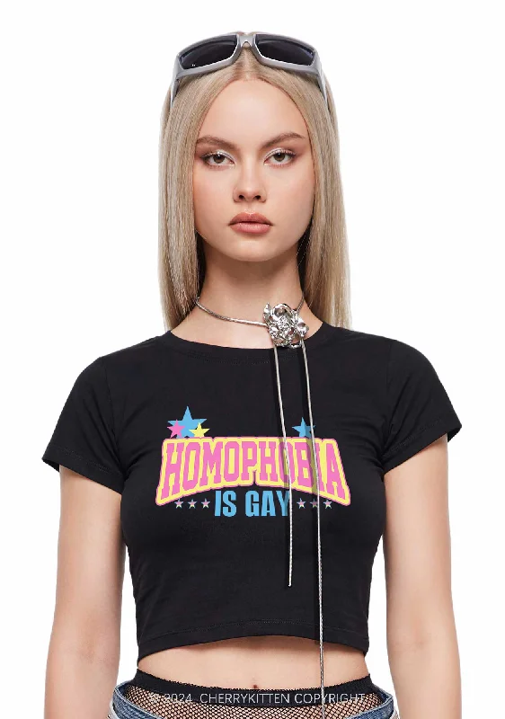 Homophobia Is Gay Y2K Baby Tee Cherrykitten