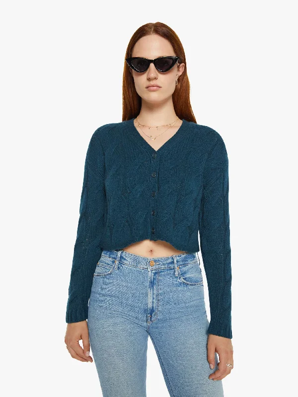 SABLYN Jolie V-Neck Cropped Cable Cardigan - Compass