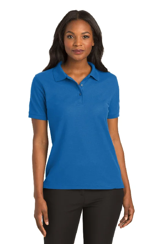 Port Authority Womens Silk Touch Wrinkle Resistant Short Sleeve Polo Shirt - Strong Blue