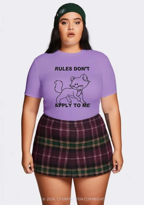 Curvy Rules Don't Apply To Cat Without Eyes Y2K Baby Tee Cherrykitten