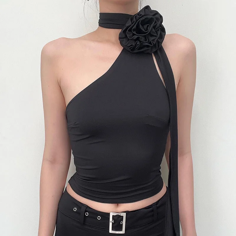 Three-Dimensional Flower Multi-Wear All-Match Crop Tops Wholesale Women'S Tops