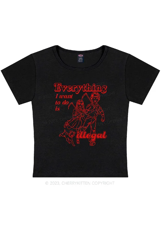 Everything Is Illegal Y2K Baby Tee Cherrykitten