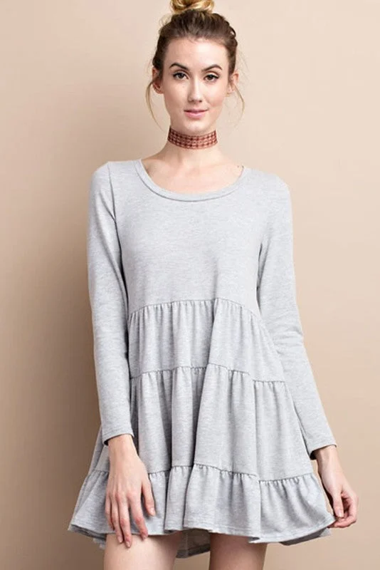 Comfy Long Sleeve Ruffle Dress