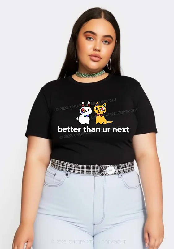 Curvy Better Than Ur Next Cat Y2K Baby Tee Cherrykitten