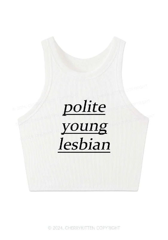 Polite Young Lesbian Y2K Crop Tank Top Cherrykitten