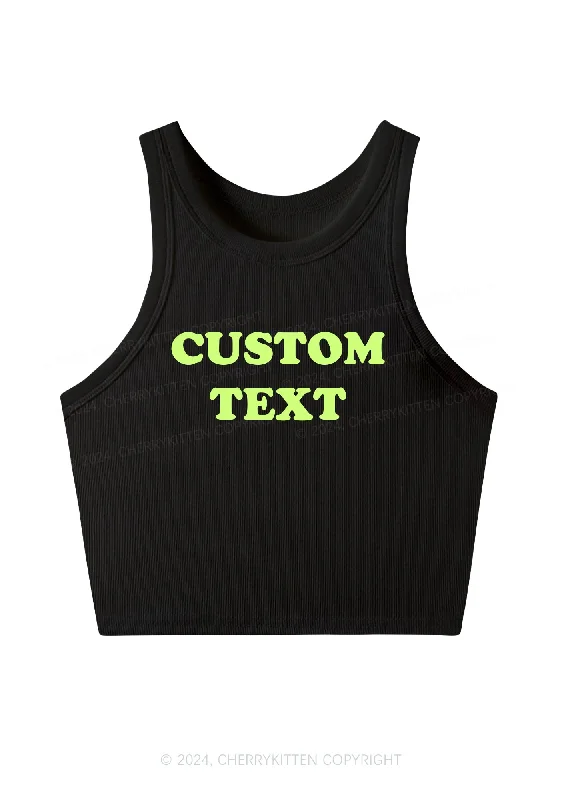 Custom Text Y2K Crop Tank Top Cherrykitten