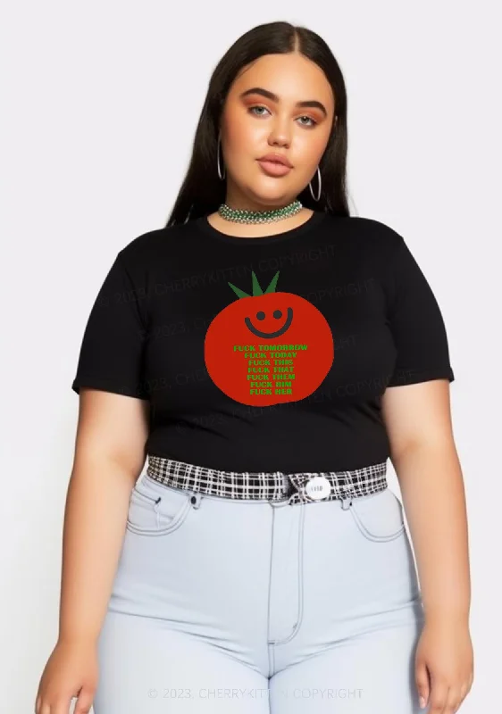 Curvy Fxxk Tomorrow Y2K Baby Tee Cherrykitten