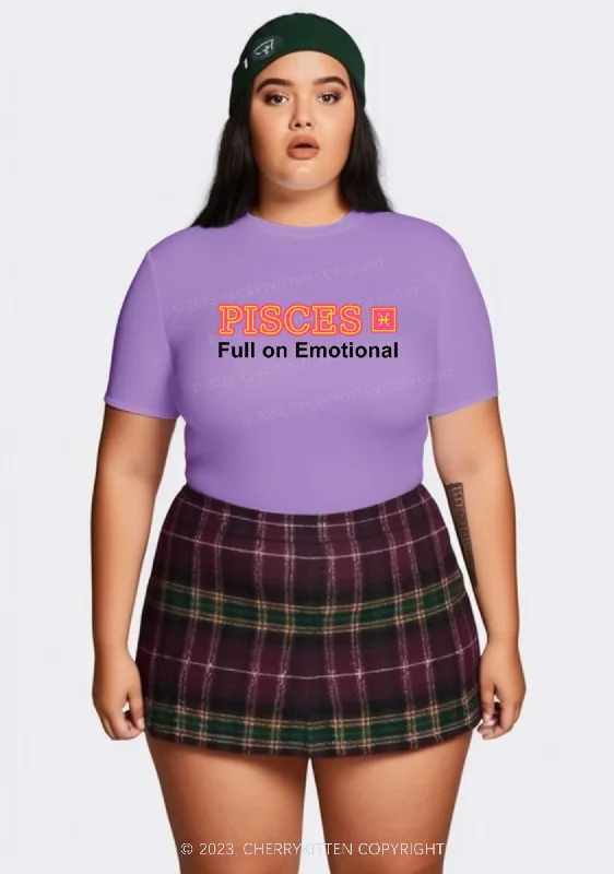 Curvy Pisces Full On Emotional Y2K Baby Tee Cherrykitten