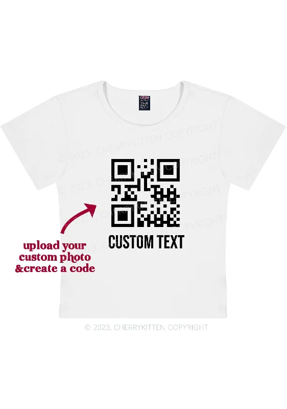 Custom Text QR Code Y2K Baby Tee Cherrykitten