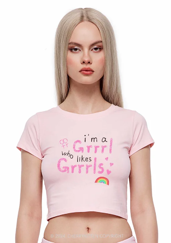 Grrrl Likes Grrrls Y2K Baby Tee Cherrykitten