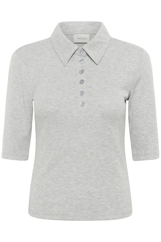 Gestuz - Gzdrew Polo Mel Top 10910685 - 107578 Grey Mélange