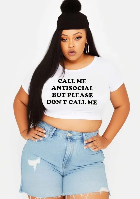 Curvy Call Me Antisocial  Y2K Baby Tee Cherrykitten