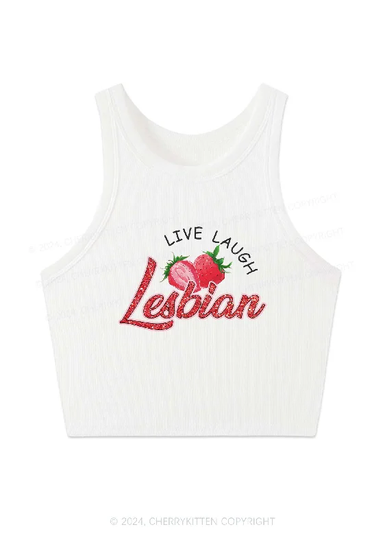 Live Laugh Lesbian Y2K Crop Tank Top Cherrykitten