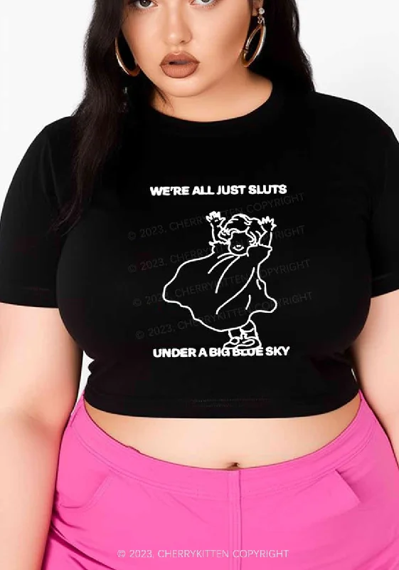 Curvy We're All Just Slxts Y2K Baby Tee Cherrykitten